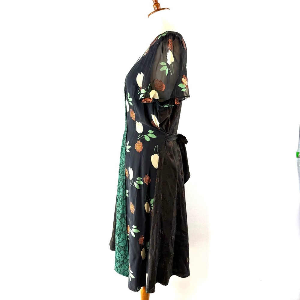 Anthropologie Black and Green Ciao Bella Floral Midi Dress by Moulinette Soeurs - Picture 6 of 16